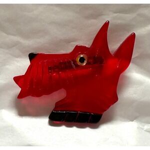 1940-50's Red Lucite Scotty Dog Pin Large